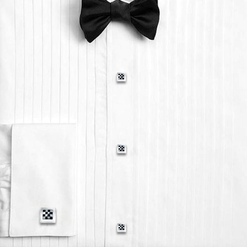 [Australia] - HAWSON Cufflinks and Studs for Men- Men Fashion Tuxedo Shirt Silver Cufflinks and Studs Set for Regular Weeding Business Accessories 40150 