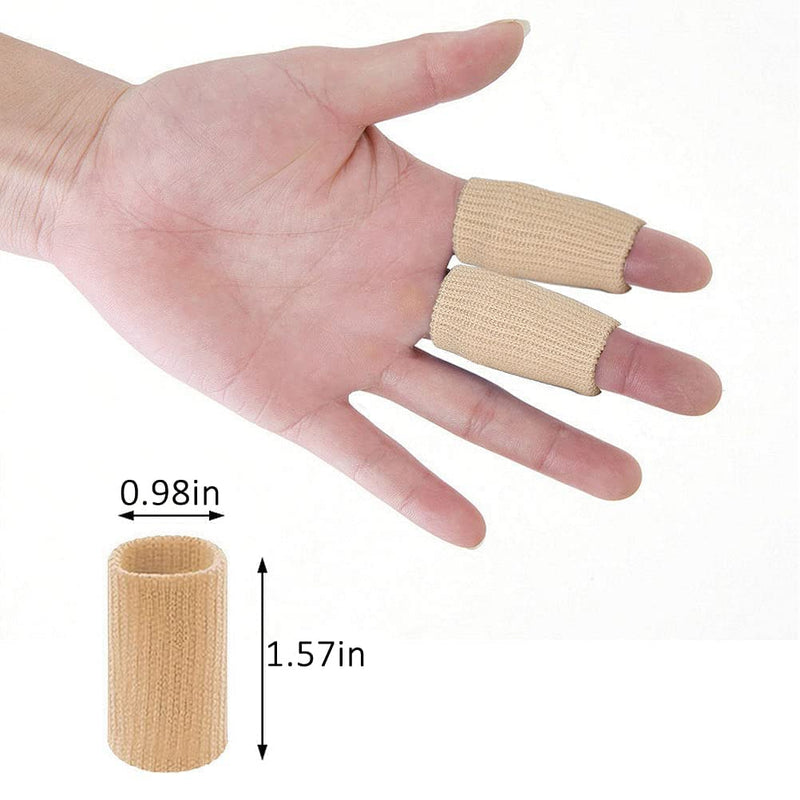 [Australia] - 20 PCS Finger Sleeves Protectors, Sport Finger Splints Thumb Brace Support Finger Brace Elastic Thumb Sleeves for Relieving Pain Arthritis Trigger Finger(Black+Skin tone) Black,skin tone 