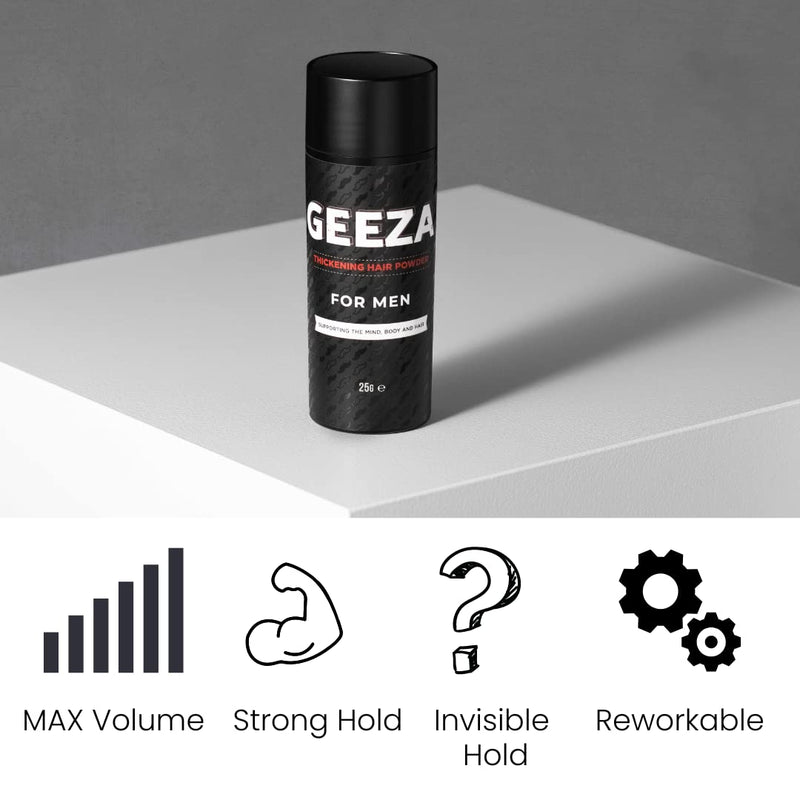 [Australia] - Geeza Hair Volume Powder, Hair Styling Products for Men Instant Volume Probably the Best Thickening and Styling Products in the World Strong Hold Grease Free Easily Washable and Reworkable 25g 