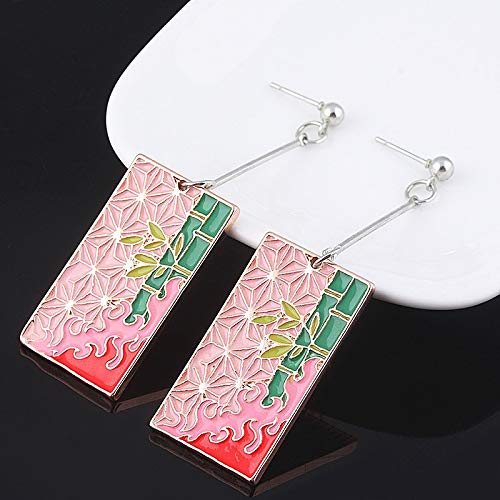 [Australia] - Demon Slayer Tanjiro Earrings - Kimetsu No Yaiba Acrylic Hanafuda Earrings - Good Ideal For Women and Girl red 