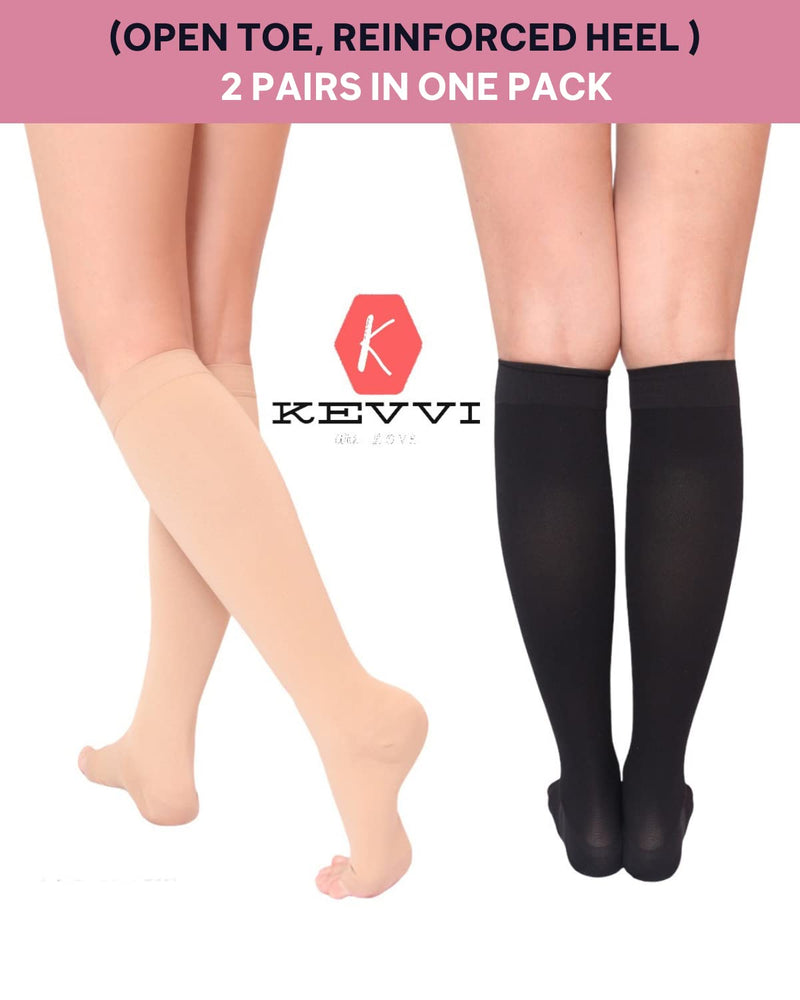 [Australia] - KEVVI - Knee High Support Hose Compression Socks 20-30 Medical Support Hose Compression Stockings for Women Ted Hose 2 pairs Small 