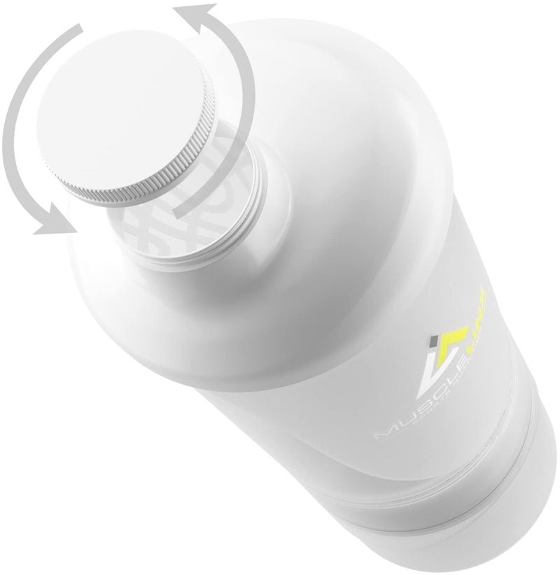 [Australia] - White Protein Shaker Plus Storage Screw top 100% Leak Proof Drinks Bottle 500ml to 700ml by Musclelinx 