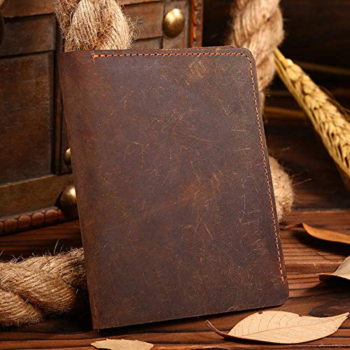 [Australia] - Mens Wallet Slim Bifold Genuine Leather Wallets For Men Crazy Horse Minimalist Ultra Thin Brown Retro Vintage Simple Style #2 