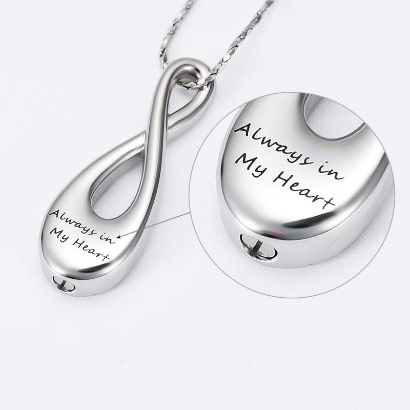 [Australia] - Imrsanl Cremation Jewelry Infinity Urn Pendants for Ashes Holder Memorial Keepsake Urn Necklace Cremation Ashes Jewelry for Pet/Human Always in My Heart 