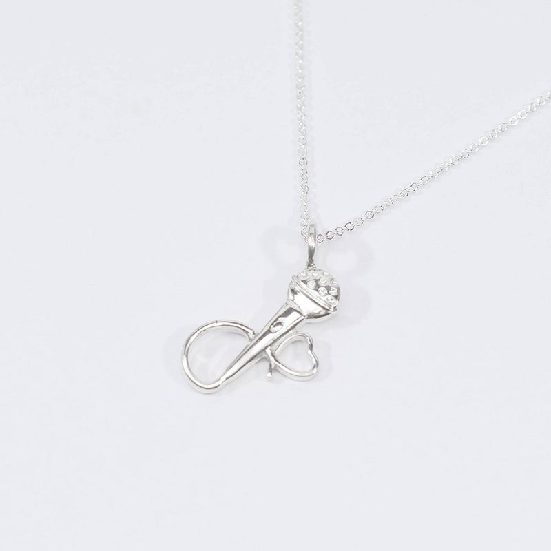 [Australia] - The Best .925 Sterling Silver 18 Inch Necklace with a Microphone and Heart Cord Shaped Pendant 