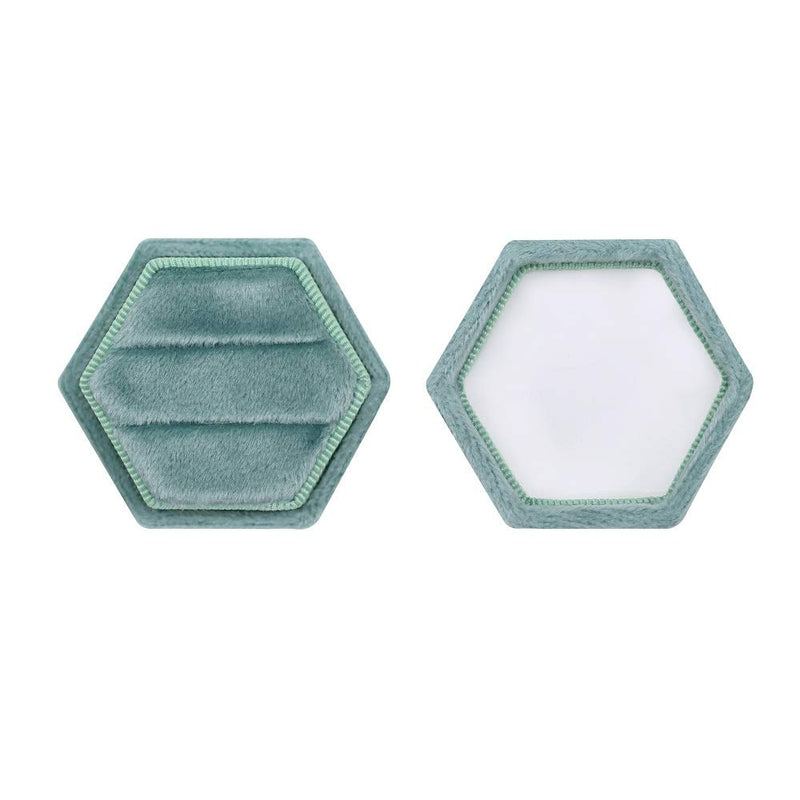 [Australia] - Hexagon Velvet Double Slots Ring Heirlooms Box Engagement Ring Box (Green) Green 