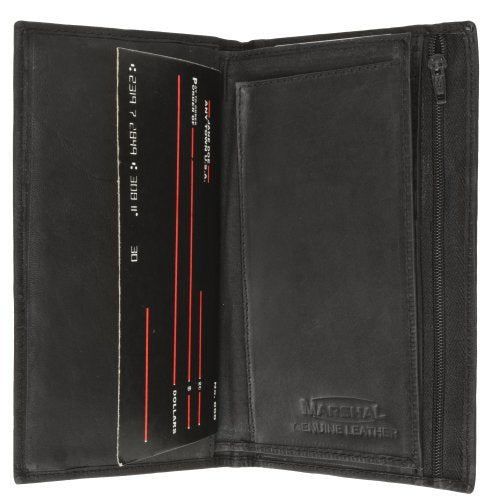 [Australia] - Genuine Leather Checkbook Cover Wallet Organizer with Credit Card Holder Black 