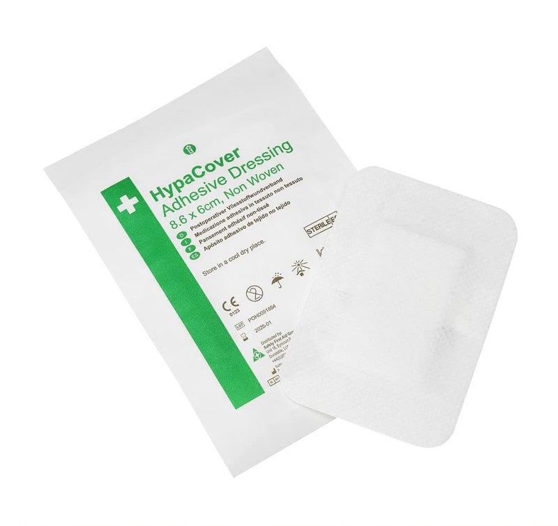 [Australia] - Safety First Aid Group HypaCover Adhesive Wound Dressing - Medium, 8.6 x 6 cm (Pack of 25) Sterile Hypoallergenic Medium (8.6 x 6 cm) Adhesive Dressings Single 