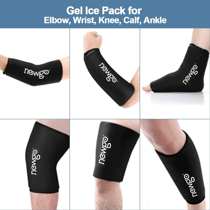 [Australia] - NEWGO Ice Pack for Injuries Reusable, Hot & Cold Compression Flexible Ice Wrap Sleeve for Muscle Pain, Sprains, Bruises, Sports Injuries, Swelling, Inflammation Black 