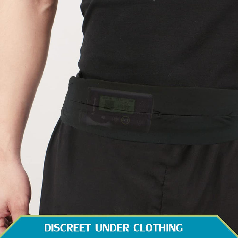 [Australia] - DiaBelt Kids Insulin Pump Belt with Slits Pouch for Diabetic Pump Adjustable Waist Band T1D No-Bounce Medical Holder Accessories for CGM Tubing Epipen Boys Girls Black 