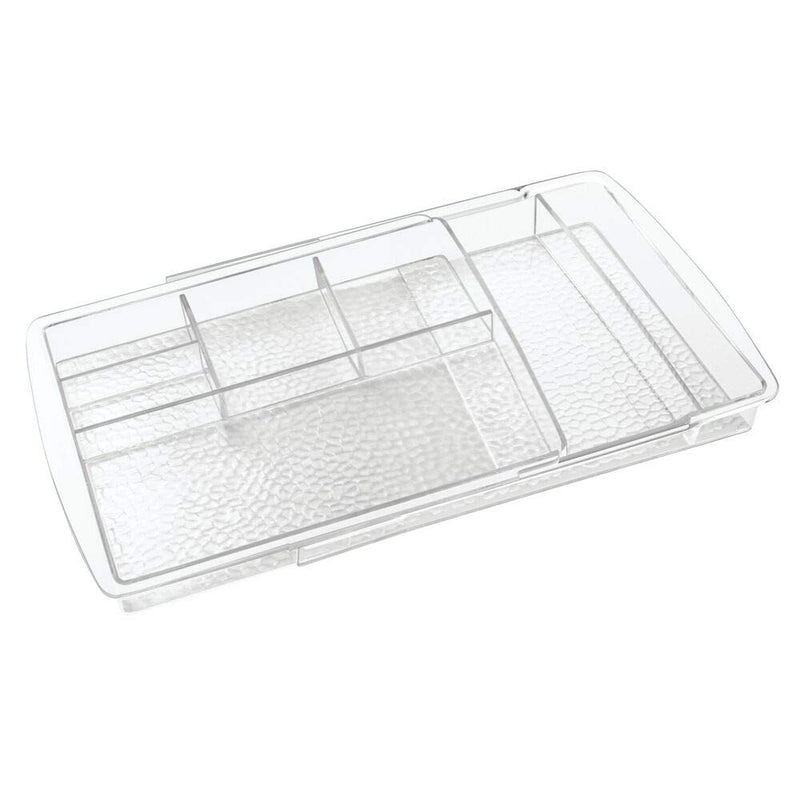 [Australia] - mDesign Expandable Makeup Organizer for Bathroom Drawers, Vanities, Countertops: Organize Makeup Brushes, Eyeshadow Palettes, Lipstick, Lip Gloss, Blush, Concealer - Adjustable Width - Clear 