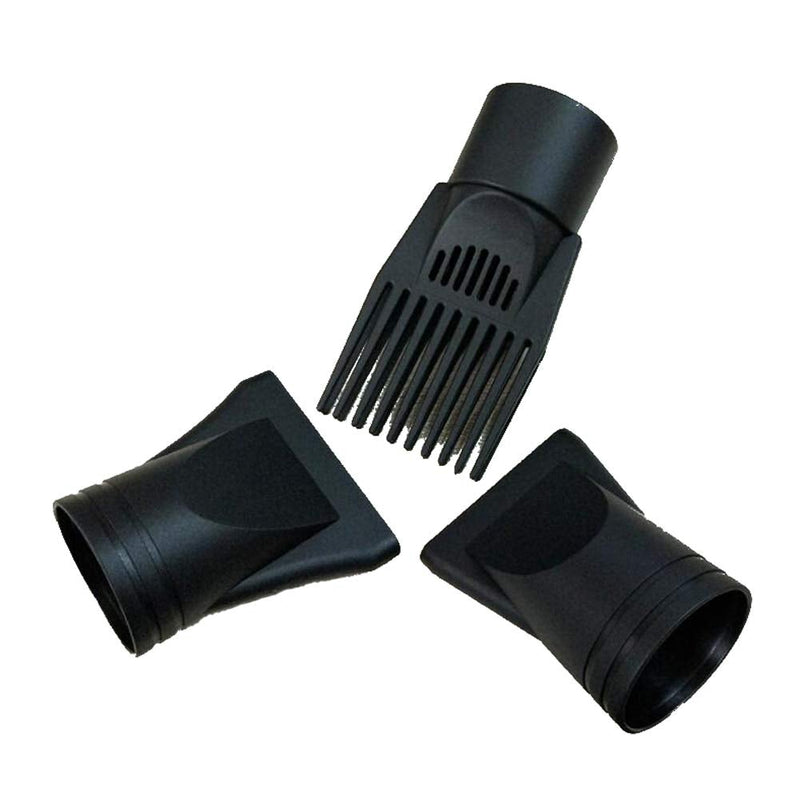 [Australia] - 1Set(3PCS) Non-Universal Plastic Hair Dryer Diffuser Attachment Hair Dryer Nozzle Comb Concentrator Replacement Professional Barbershop Salon Tool Special for 4.5cm/1.7inch Blow Dry(Black) 