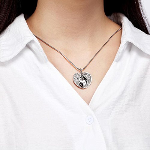 [Australia] - Unisex Angel Wing Memorial Keepsake Ashes Urn Pendant Necklace,God has you in his arms I have you in my heart Dad 