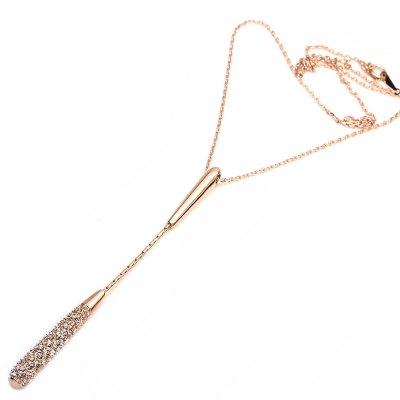 [Australia] - FC JORY Rose Gold GP Women Girl CZ Crystal Pendant Chain Long Drop Stick Y Necklace T12 