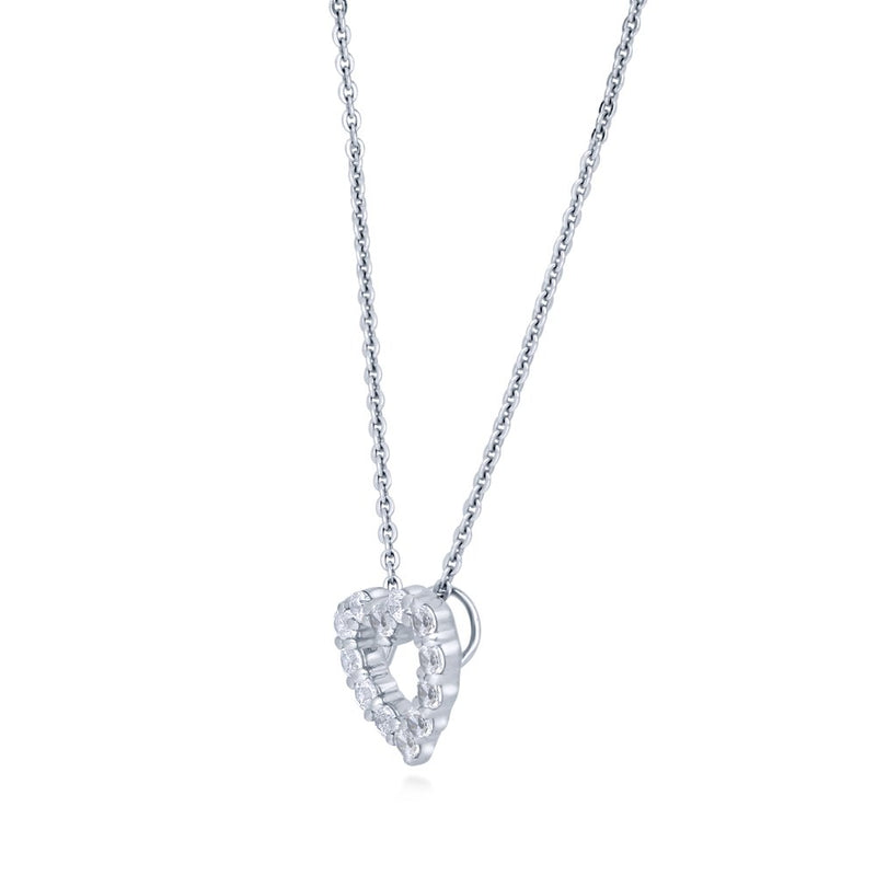 [Australia] - BERRICLE Rhodium Plated Sterling Silver Cubic Zirconia CZ Open Heart Bridal Bridesmaid Necklace and Earrings Set 