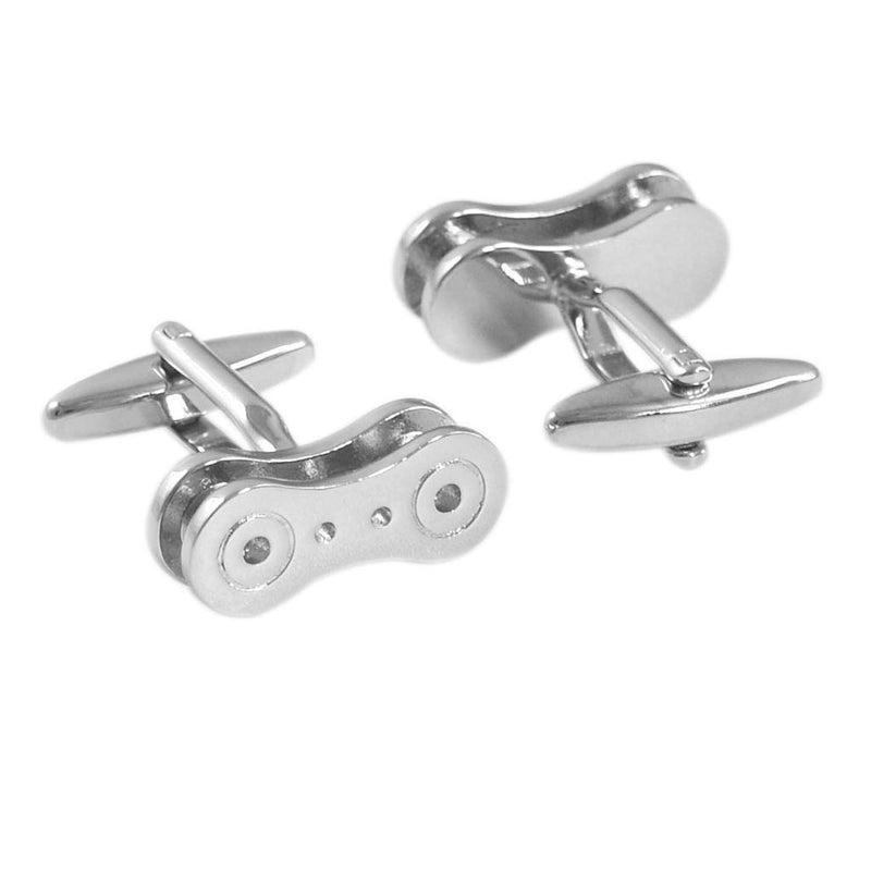 [Australia] - Silver Tone Motorcycle Biker Mechanic Chain Link Cufflinks Cuff Links 