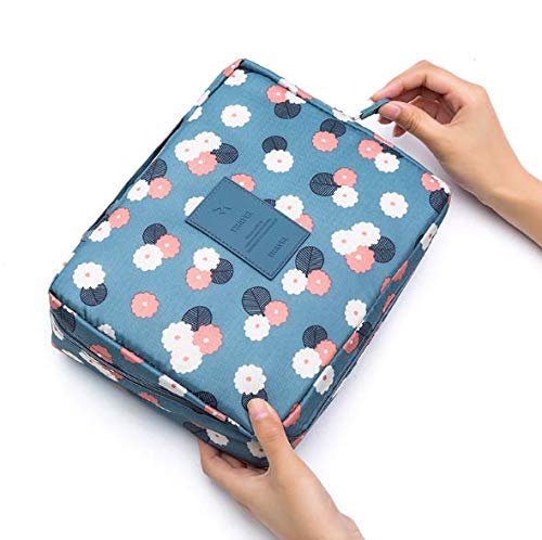 [Australia] - YASSUN Travel Makeup Cosmetic Bag，Multifunction Washing Cosmetic Bag Portable Makeup Pouch Suitable for Girl & Women, Daisy Blue 