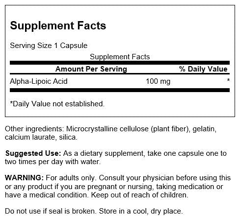 [Australia] - Swanson Alpha Lipoic Acid - Natural Supplement Supporting Healthy Blood Pressure Levels Already Within a Normal Range - Promotes Carbohydrate Metabolism - (120 Capsules, 100mg Each) 1 