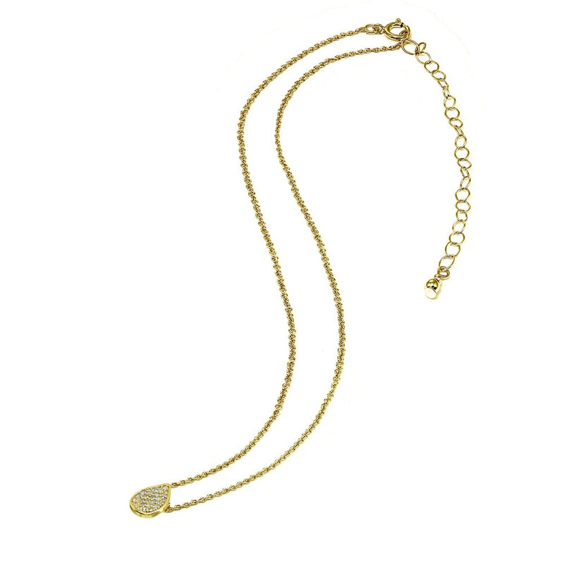 [Australia] - Sterling Silver Cubic Zirconia Teardrop Pave Dainty Choker Necklace yellow-gold-flashed-silver 