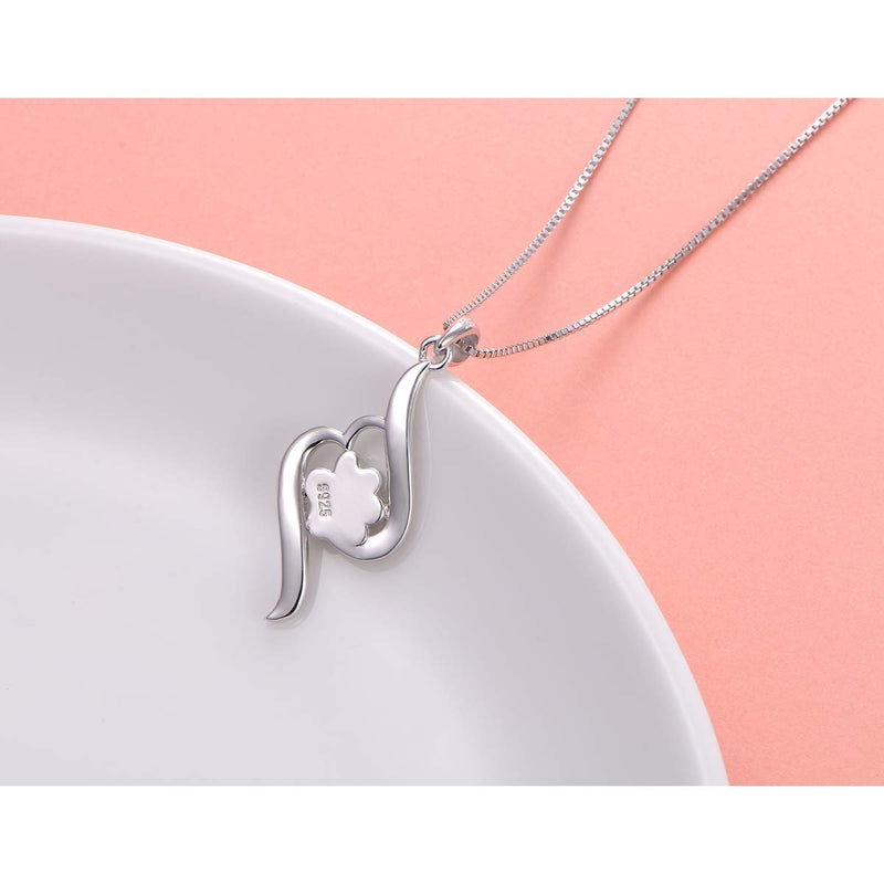 [Australia] - Sterling Silver Forever Love Animal Heart Pendant Necklace for Women Girlfriend Daughter Graduation Gift, 18 Inches I love you forever and ever paw 