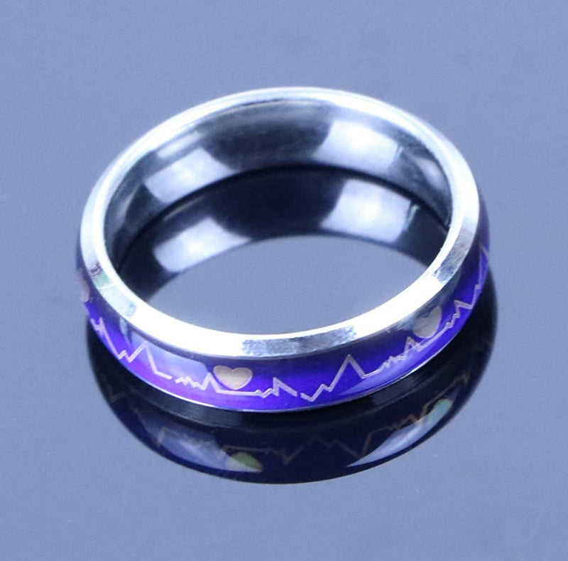 [Australia] - 2 Pcs 6MM Comfort Fit Stainless-Steel Color Changing Heart Mood Ring Wedding Band Anniversary Promise 6 