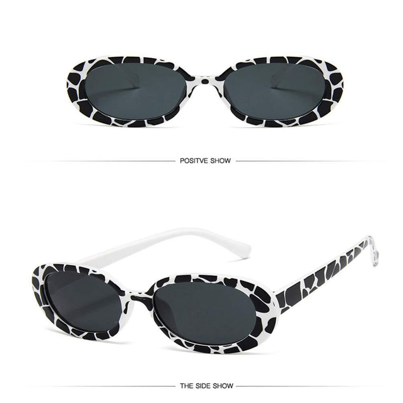 [Australia] - SOIMISS Fashion Sunglasses Cow Pattern Trendy Cute Small Frame Eyewear Oval Spotted Eyeglasses for Women Girls 