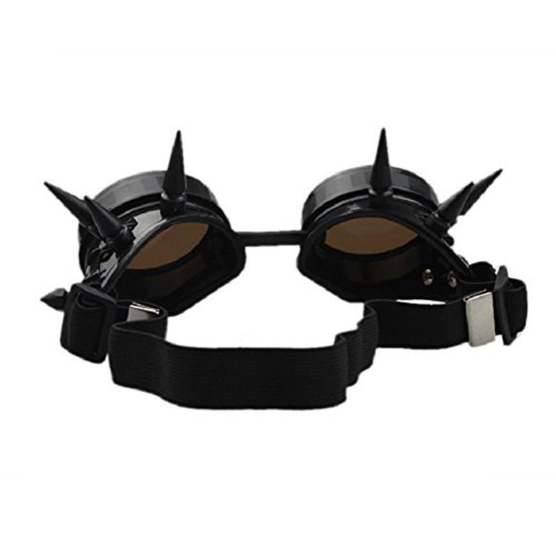 [Australia] - eoocvt Spiked Retro Vintage Victorian Steampunk Goggles Glasses Welding Punk Cyber Gothic Cosplay Sunglasse (Black) 