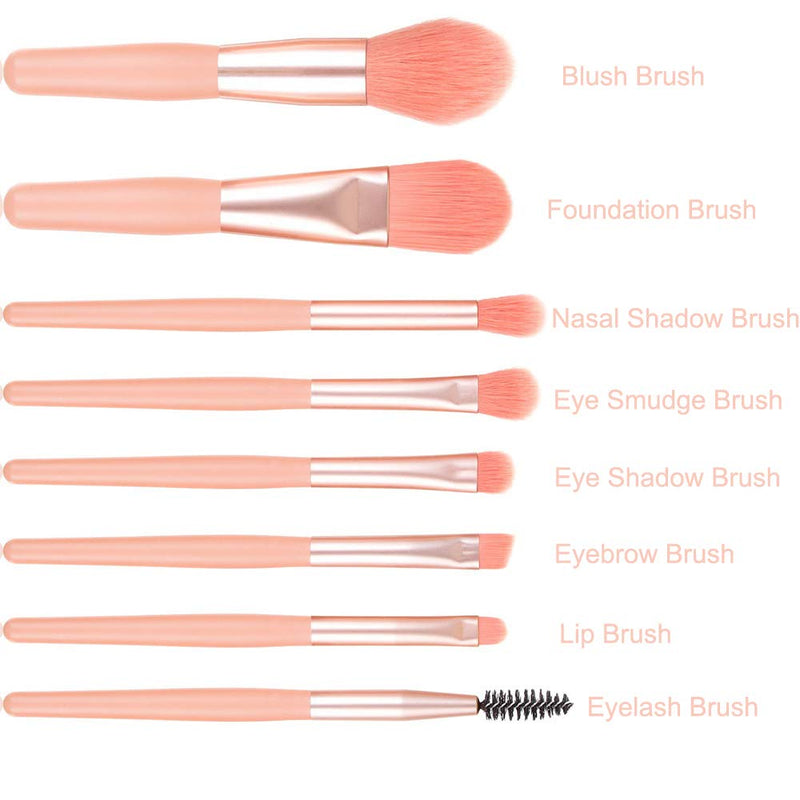 [Australia] - Makeup Brushes 8 Pieces Makeup Brush Set Cosmetics Professional Face Powder Foundation Blush Eyeshadow Makeup Brush Tool Travel Size (Pink) Pink 