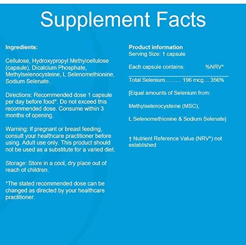 [Australia] - Tri-Selenium Complex Capsules - Contains Three Forms of Selenium, Sodium Selenate, Methylseloncysteine & L Selenomethione | Vegan Selenium Supplement 196mcg 