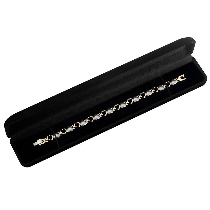 [Australia] - Willis Judd New Ladies Love Heart Design Titanium Magnetic Bracelet in Black Velvet Gift Box + Free Link Removal Tool 