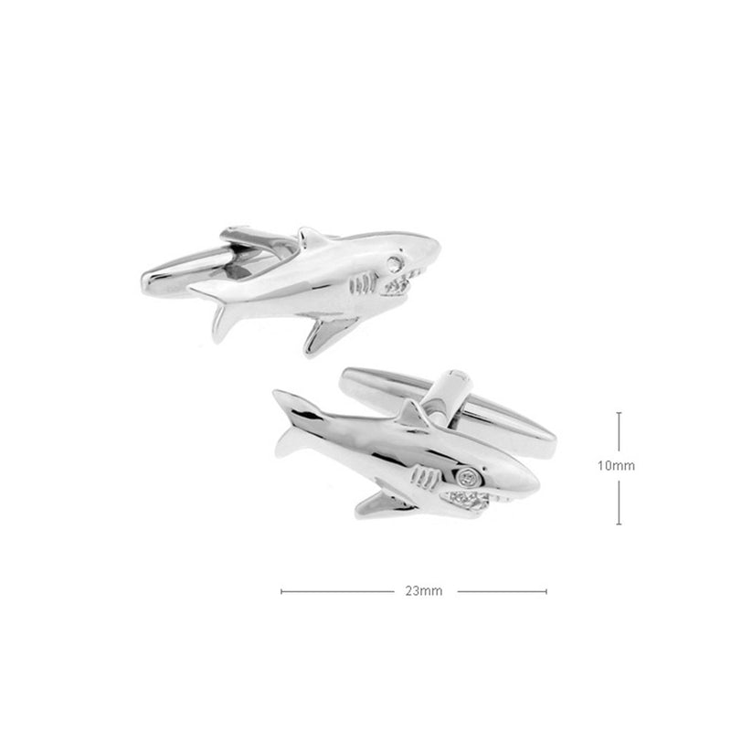 [Australia] - Silver Shark Great White Beach Lifeguard Cufflinks Wedding Groom Cuff Links 