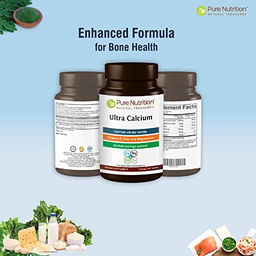 [Australia] - Pure Nutrition Ultra Calcium Citrate 1000mg Highly absorbable Calcium Supplement with Calcium Citrate Malate, Vitamin D, Zinc and Magnesium - 1 Tablet Daily (90 Veg Tabs) Non-GMO | Gluten-Free 