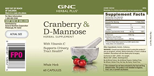 [Australia] - GNC Herbal Plus Cranberry D-Mannose, 60 capsules 