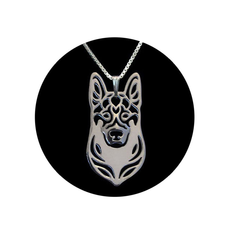 [Australia] - German Shepherd Dog Sterling Silver Necklace Dangle Earrings Set by Ginger Lyne Ears Down Puppy Dog Pet Pendant Box Chain Doggie Animal Paw Print Heart Jewelry for Pit Mom Women Girls Teens Dog Set 