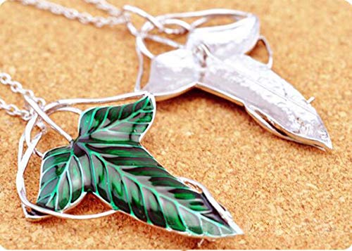 [Australia] - YANJIKEJI Elven Green Leaf Brooch Pin Pendant Necklace Earrings with Jewelry Box 