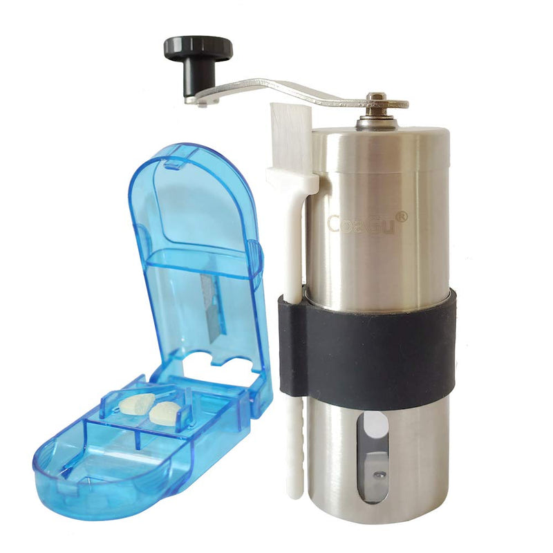 [Australia] - CoaGu Pill Crusher Grinder-Crush Multiple Tablets to a Fine Powder-Stainless Steel Pulverizer with Pill Suite Pill Cutter, Cleaning Brush (Blue) Blue 