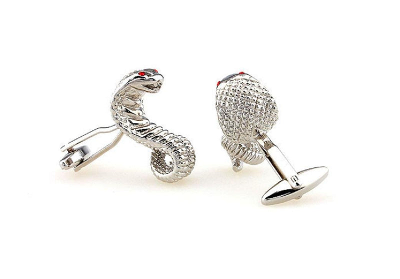 [Australia] - MRCUFF Cobra Snake Pair Cufflinks in a Presentation Gift Box & Polishing Cloth 