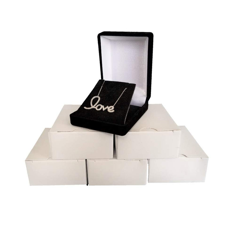 [Australia] - 5 Black Elegant Flocked Velour Necklace Pendant Gift Boxes Jewelry Displays and Boxes 
