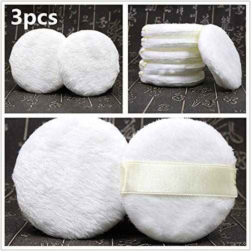 [Australia] - Frcolor 3 Pcs Cosmetic Powder Puff Ultra Soft Short Plush Fluffy Toddler Body Dusting Powder Puffs for Talcum Powders 