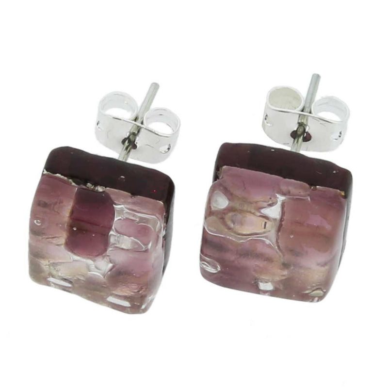 [Australia] - GlassOfVenice Murano Glass Venetian Reflections Necklace and Earrings Set - Purple Silver 