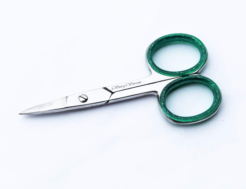 [Australia] - Surgstrom Premium 3.5 inch 2 pcs Manicure Scissors Stainless Steel Cuticle Pedicure Beauty Grooming Tool for Nail, Eyebrow, Eyelash, Dry Skin Steel Blade Scissor with Green Padding 2 Scissors set 