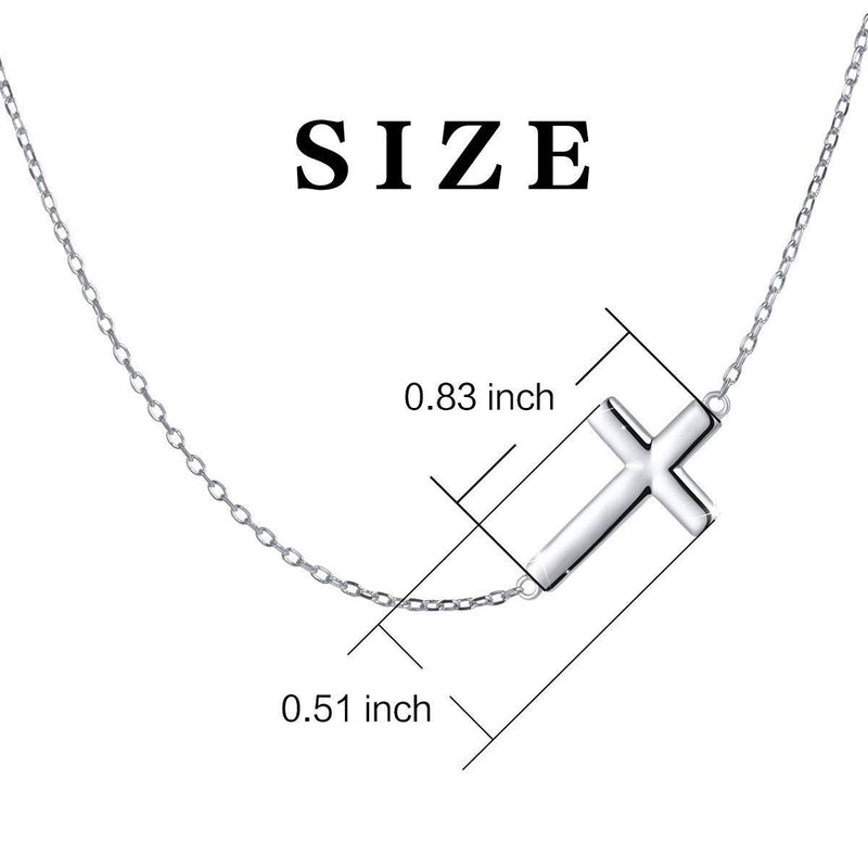 [Australia] - Sterling Silver Sideways Pendant Necklace Cross Necklace 