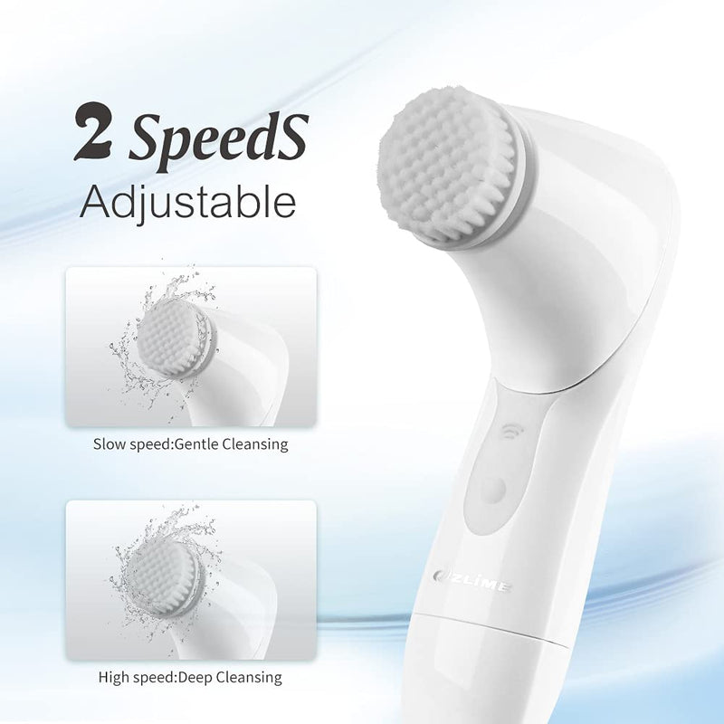 [Australia] - Facial Cleansing Brush,ZLiME 4 in 1 Waterproof Face Cleansing Spin Brush Set for Deep Cleansing,Gentle Exfoliating,Makeup Remove& Face Massaging(White) White 