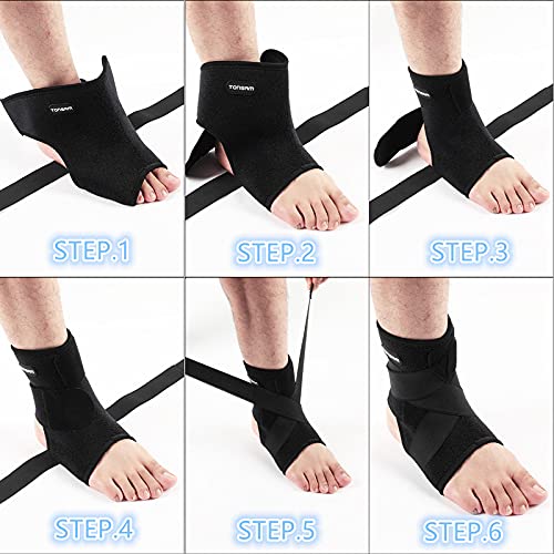 [Australia] - TONSAM Open Heel Design Ankle Brace-Adjustable Ankle Support-Ankle Compression Breathable Sleeve & Ankle Pain Relief-Cross Strap Force Suitable for Sports 
