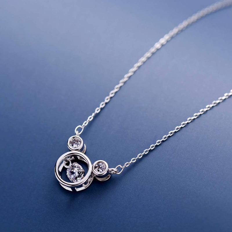 [Australia] - SLUYNZ 925 Sterling Silver Sparkling CZ Mouse Pendant Necklace for Women Teen Girls Lovely Mouse Necklace Birthday Gifts 