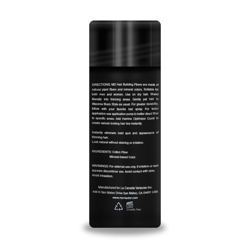 [Australia] - MD Ultimate Hair Thickening Black Fibers for Men & Women | Premium Hair Building Formula| Conceals Hair Loss & Create Instant Hair on Thinning Area | Black 