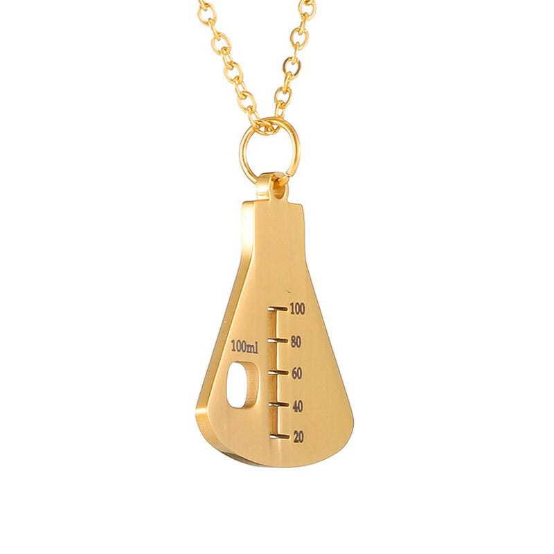 [Australia] - AOCHEE Love Science Erlenmeyer Flask Chemistry Necklace with Heart Medical Jewelry Gold1 