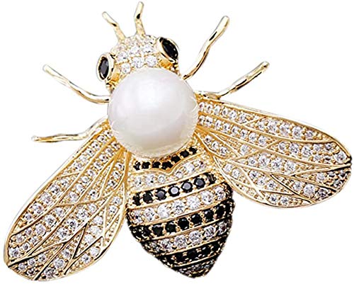 [Australia] - VIEEL 2 Pack Rhinestone Pearl Bee Brooch Pins Honey Bee Pendant/Brooch Fashion Crystal Insect Pins Golden or Silvery for Women Gold+Red 