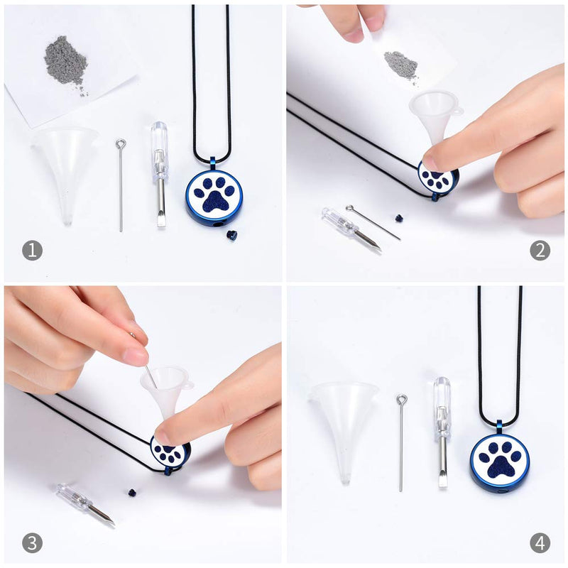 [Australia] - Minicremation Cremation Jewelry Urn Necklace for Ashes for Pet, Cute Pet Pendant Dog Paw Necklace for Woman Men with Filling Kit Blue 