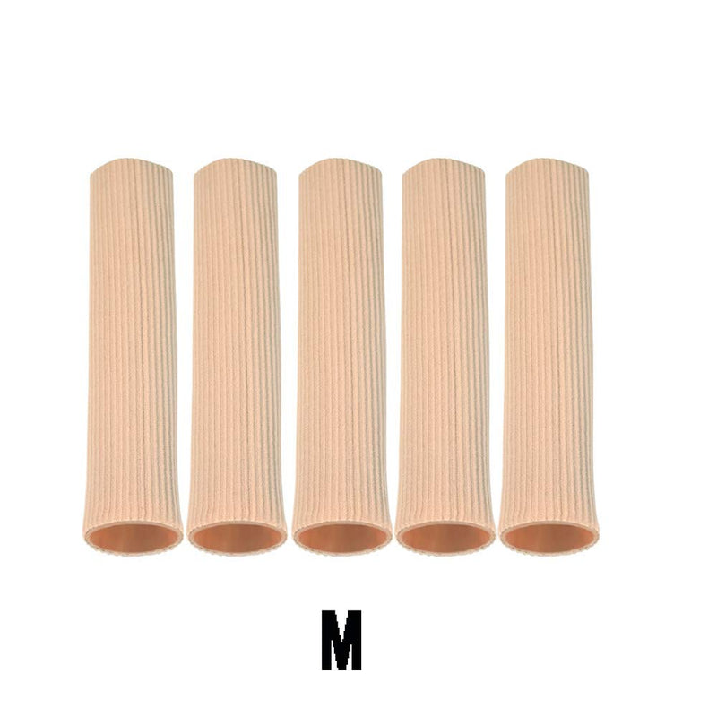 [Australia] - Cuttable Toe Tubes Sleeves 5 Pack, Made of Elastic Fabric Lined with Silicone Gel. Toe Sleeve Protectors Relief Toe Pressure Pain, Corn and Calluses Remover For Medium Toe 3.93 Inch (Pack of 5) 